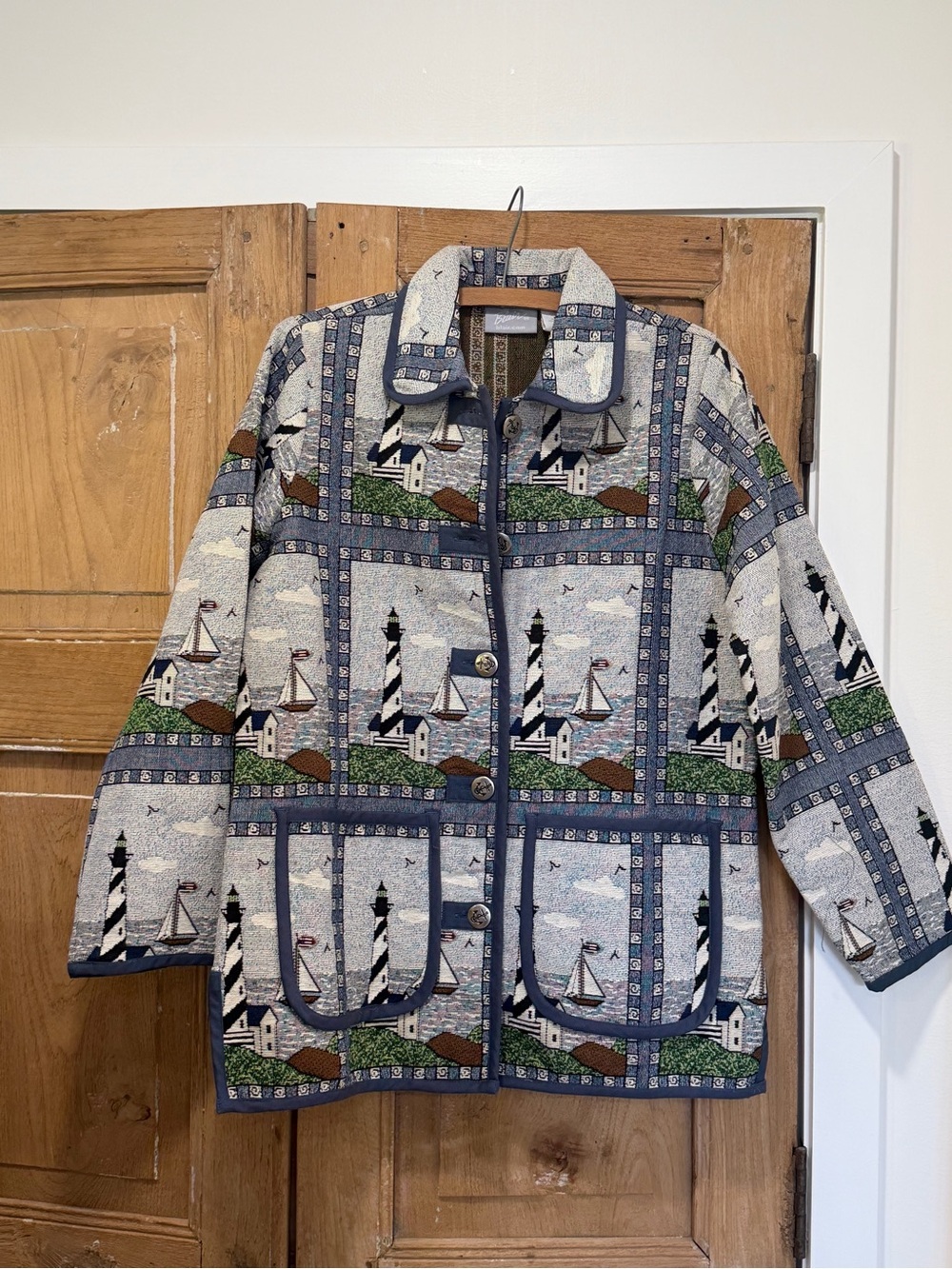 Blair Blue Nautical Quilt-Style Puffer Jacket